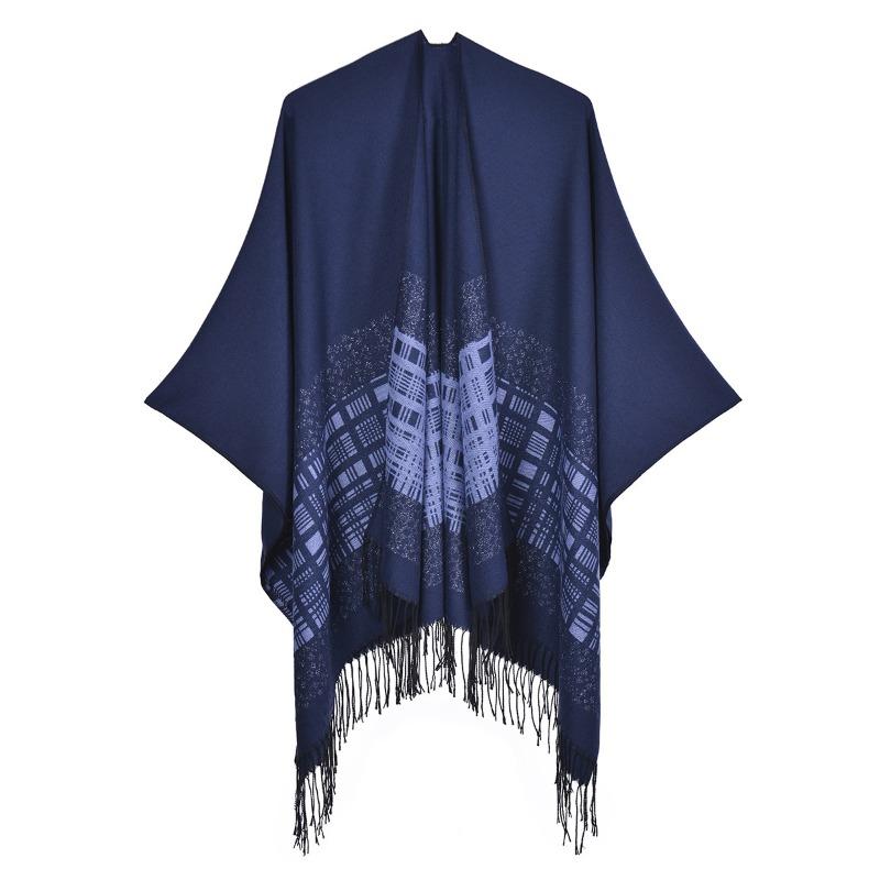 Autumn and winter solid color shawl simple thickened tassel imitation cashmere dual-purpose scarf cape air-conditioned room blanket