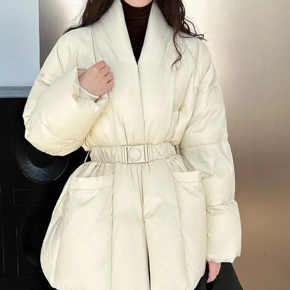 

Women s Loose-fit Slimming Down Jacket Featuring White Duck Down Warmth Waist-cinching Silhouette One Size