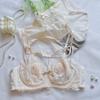 French sexy lace underwear women's big breasts show small and thin styles, and the sub-breasts are anti-sagging soft steel ring bra cover set.