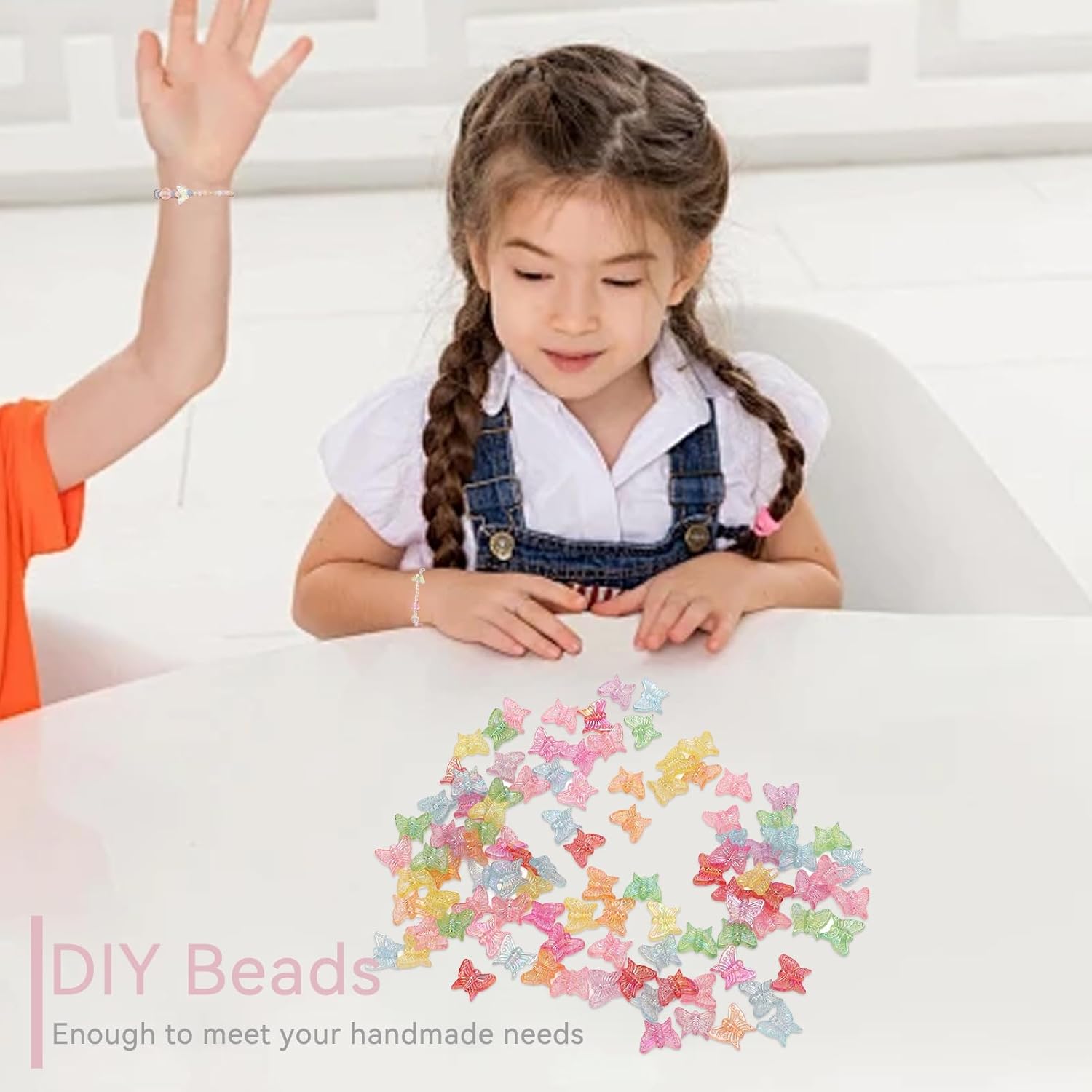 100pcs Acrylic Butterfly Beads, Assorted Butterfly Beads for Jewelry Making Charm Beads Bulk Spacer for Necklace Bracelet Craft Jewelry Making