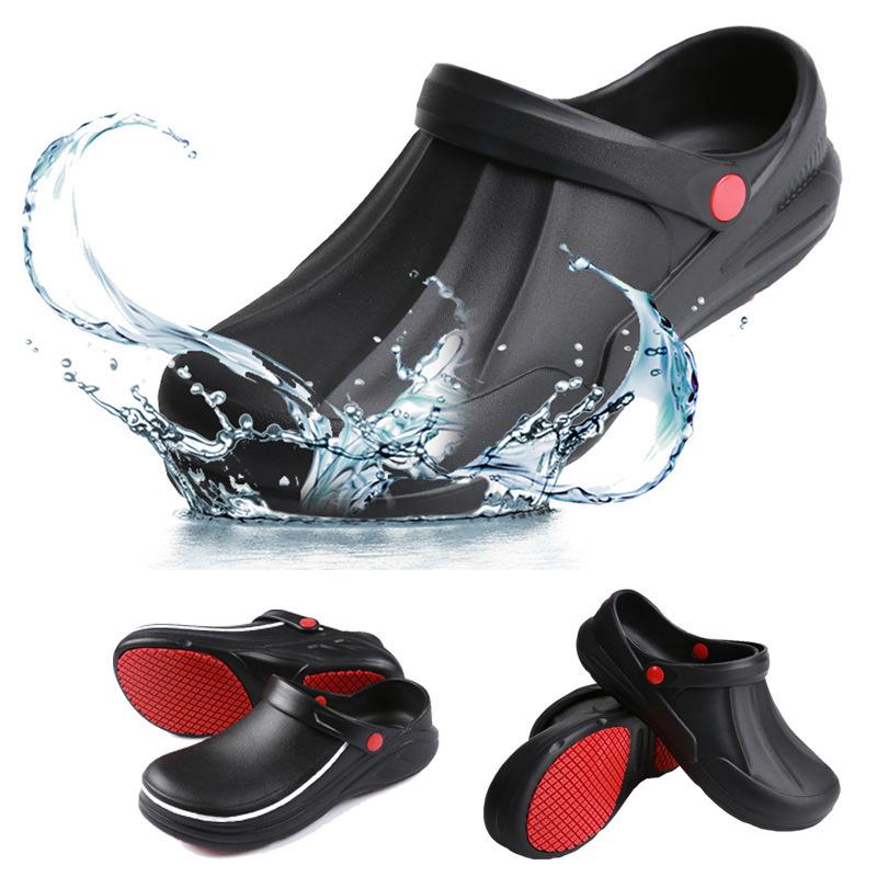 Plus Size Non-slip Black Waterproof Chef Shoes for Kitchen Safety
