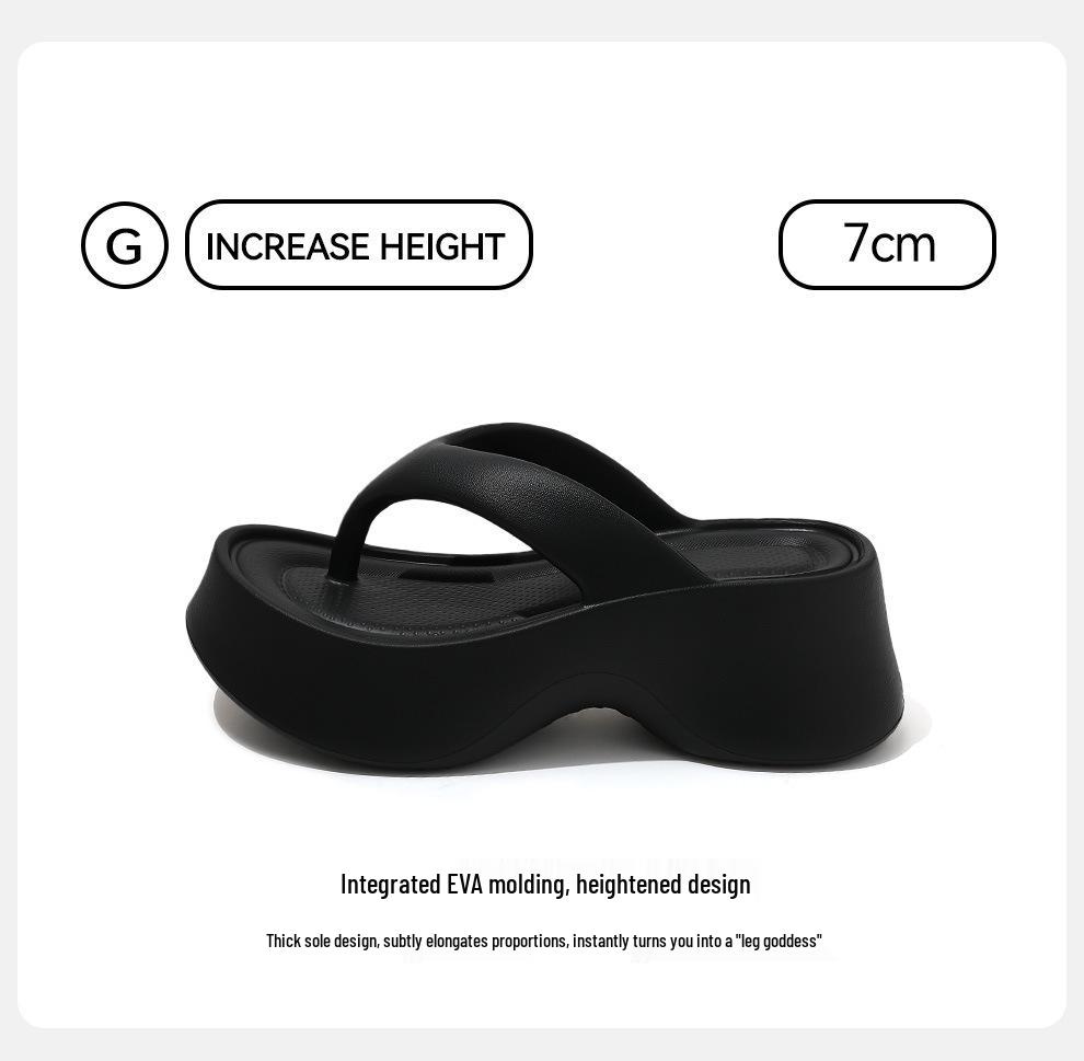 Women's 7CM Thick-Soled Flip-Flops, Arch Support, Non-Slip, Beach-Ready Fashion Sandals