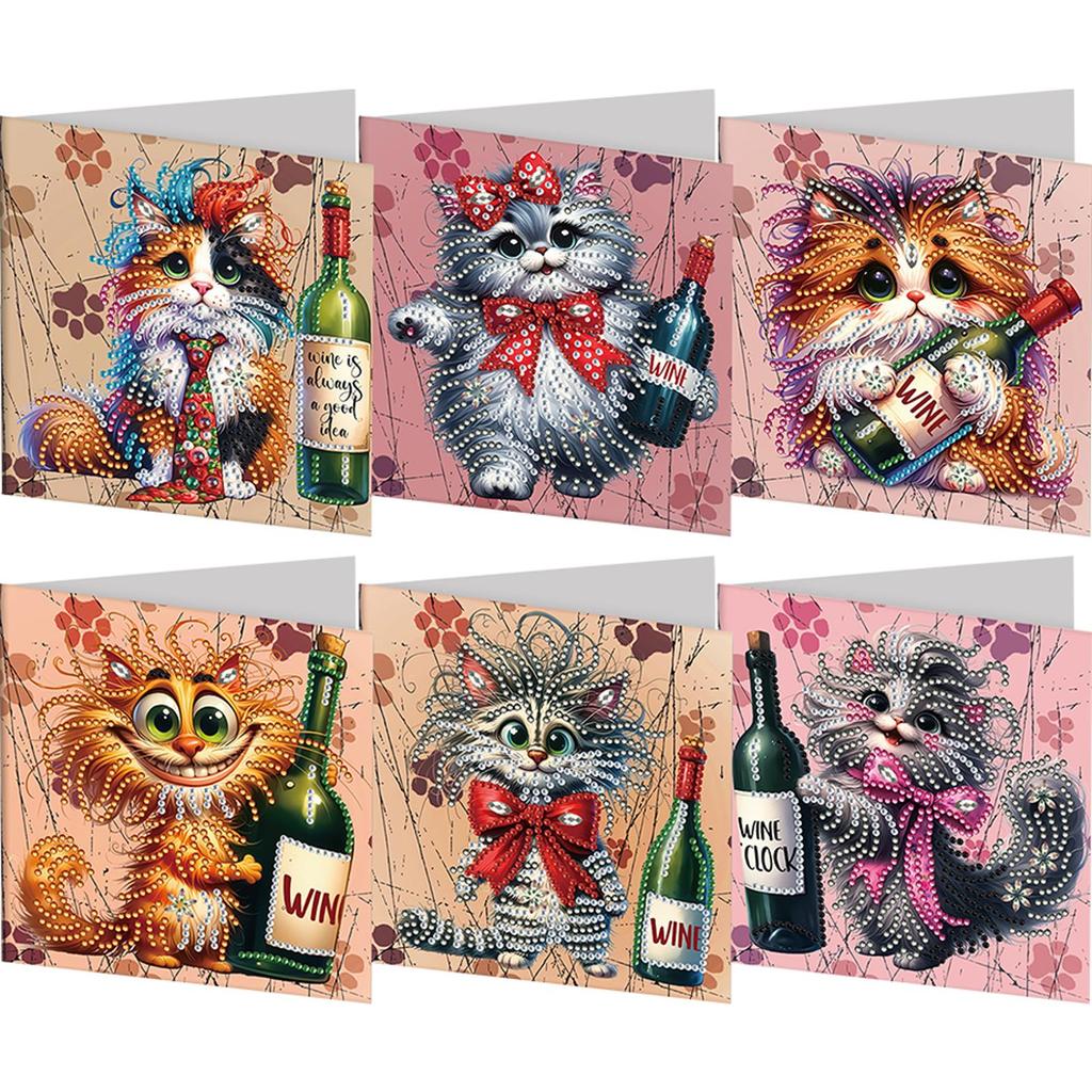 6Pcs Christmas Series DIY Diamond Painting Card Diamond Drawing Card Diamond Daily Wish Card for Family Friends Gift