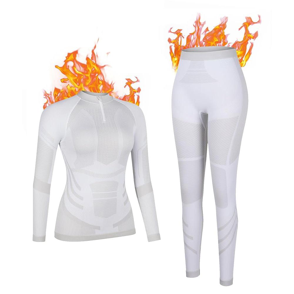 

Charmleaks Womens Quarter Zip Thermal Underwear 2 Piece Set Long Sleeve Base Layers for Cold Weather Ski Wear Sets XL