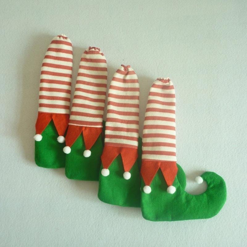 4pcs Christmas Decorations Shoes Stockings Chair Table Furniture Floor Protector Foot Leg Cover