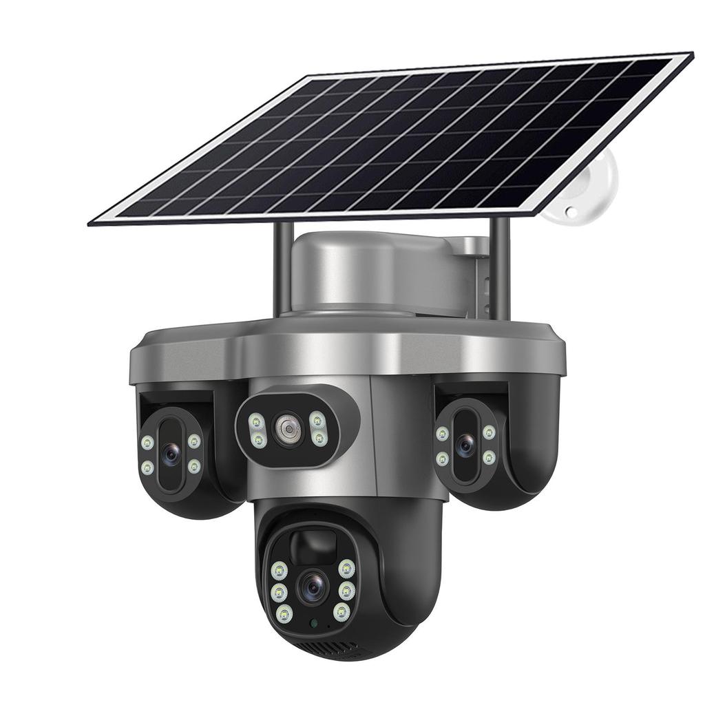 V380 Solar-Powered 4G Outdoor Camera with Triple Lens and Gimbal Rotation