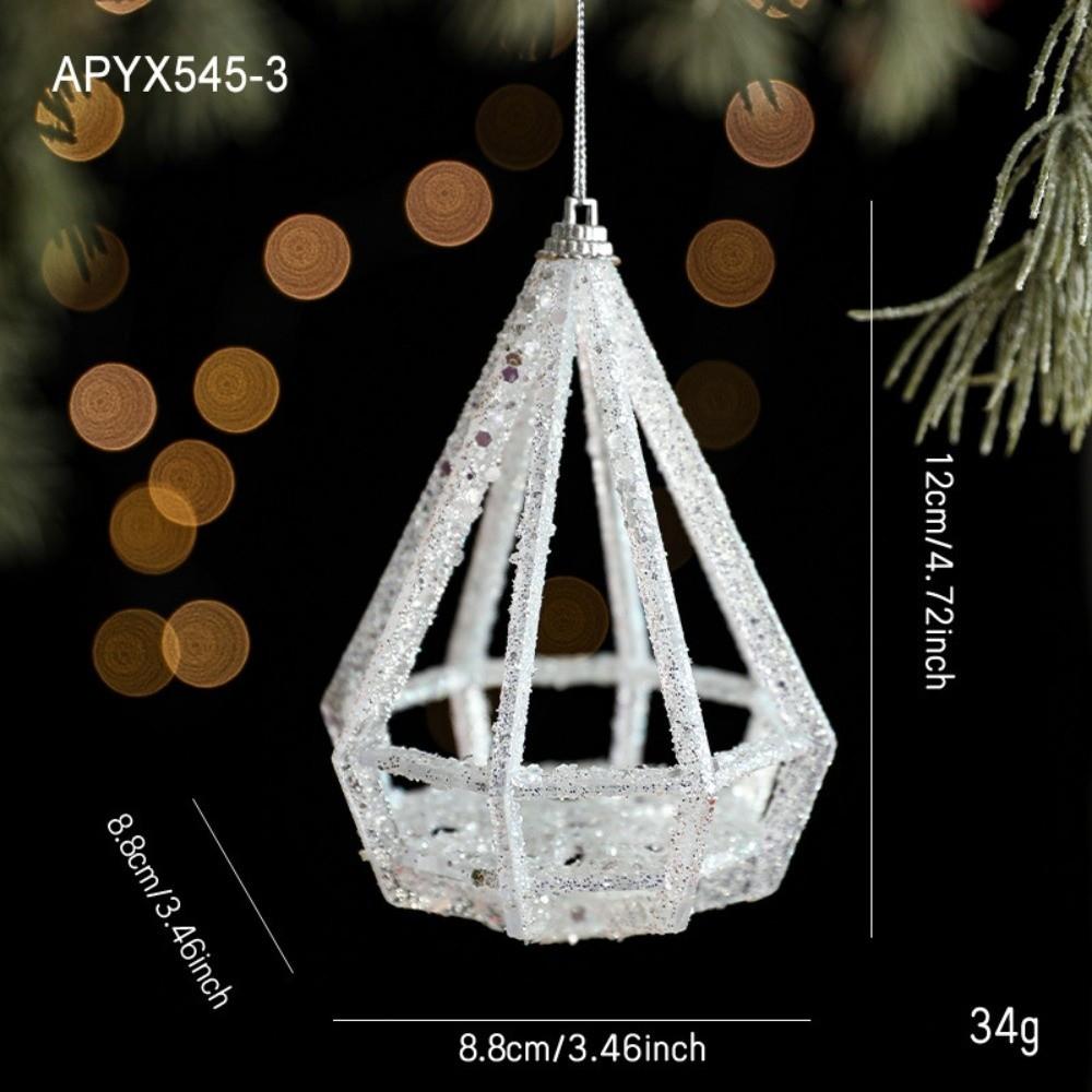 Glitter Plastic White Christmas Ornament Transparent Snowflake White Bell Bell Decoration Light Luxury Christmas Tree Decoration