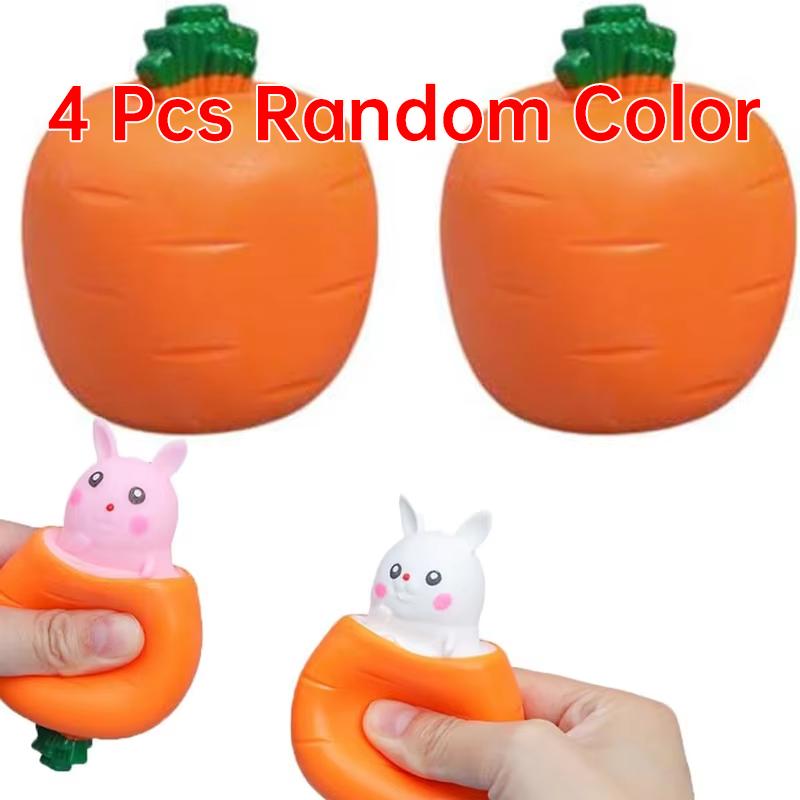 Squeeze Toy Carrot Rabbit Pop Up Stress Relief Toy Cute Bunny Decompression Toy Desktop Ornament Holiday Gift