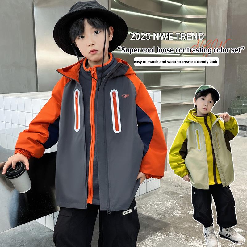 Boys' Hooded Assault Suit 2025 Autumn New Clothes, Children's Three In One Jacket, Big Children's Spring and Autumn Top Trend