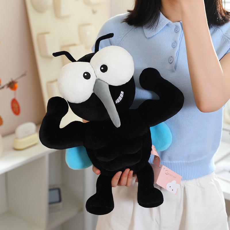Cute Summer Mosquito Plush Toy with Abs Muscle, Creative Funny Stuffed Animal Doll, Kids Gift