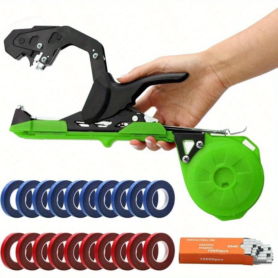 Pistola Engrapadora para Atar Plantas Máquina Atadora de Plantas con Cintas y Grapas Herramienta Manual Ligera de Cinta para Atar Plantas Para Atar Enredaderas