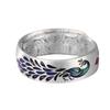 Adjustable Open Ring With Peacock Lotus Cloud Motif Vintage Style Copper Jewelry Men Women