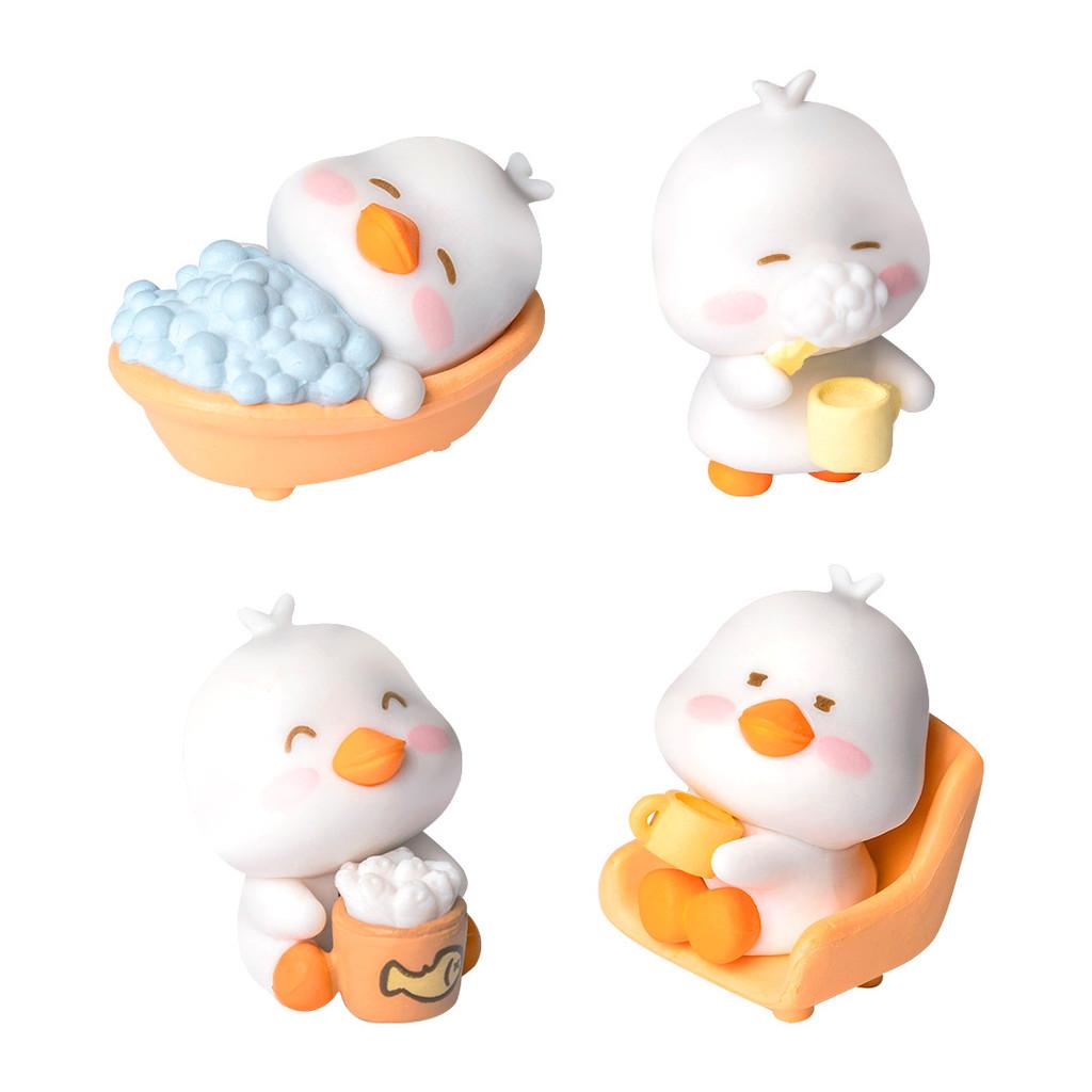 6Pcs Cartoon White Duck Animal Miniatures Resin Ornaments Fairy Garden Decoration Micro Landscape