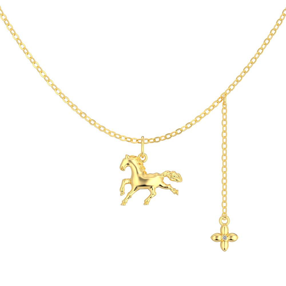 S925 Sterling Silver Zodiac Horse Pendant Necklace - Lucky Charm Clavicle Chain for Women S925 Silver