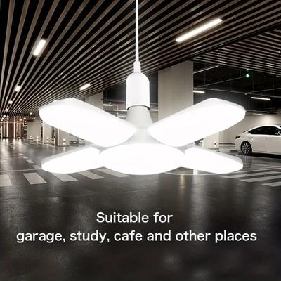 E27 Fan Shape Foldable 28W LED Bulb AC220V/110V Deformation for Home Ceiling Lights Warehouse and Garage White Leaf Light 6500K