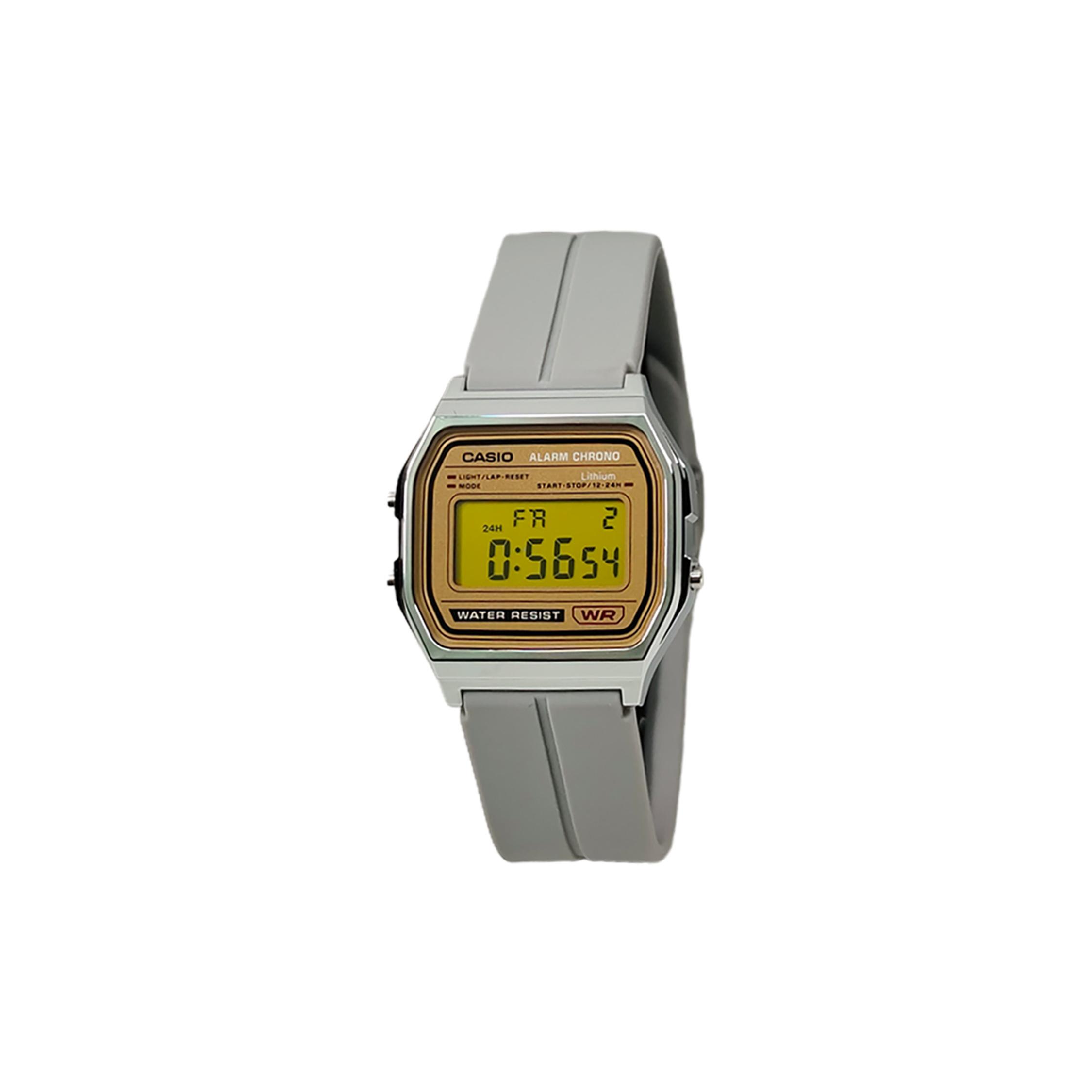 

CASIO Custom Collection Quartz Movement Silicone Strap Watch Men s Watches Gold Dial A158WEA-9(Watch5--) Gray Strap