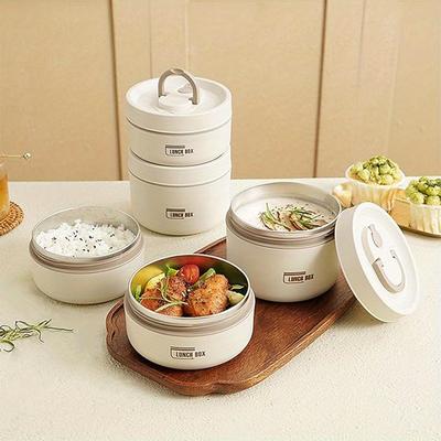 Tragbares, isoliertes Lunchbehälter-Set für Lebensmittel mit Thermo-Lunchbox, 3 separate, stapelbare Lunchbehälter für Erwachsene und Kinder