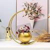 Metal Geometric Design Vase with Gold Finish - Table Decorative Flower Pot (Size 24 x 24cm) (Moon Flower Vase)