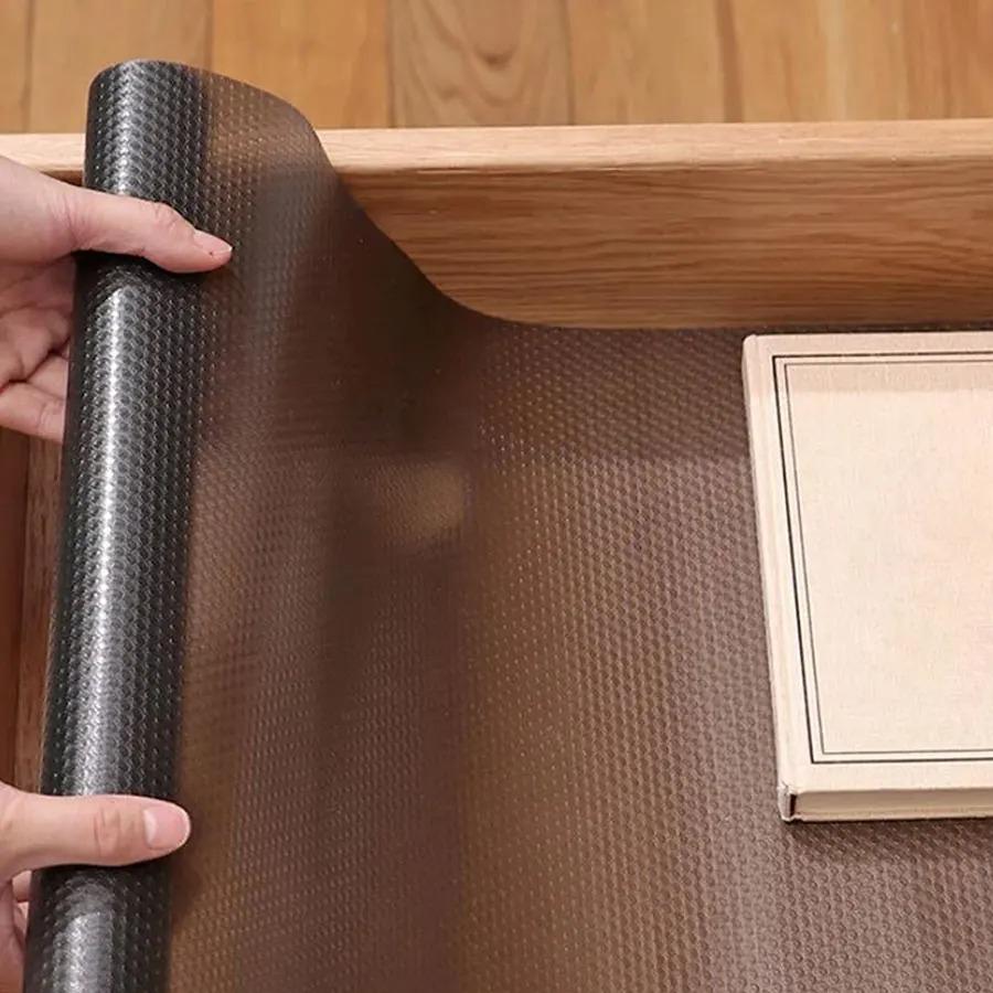 1 pc 3meters/118.11in Reusable Drawer Liners Washable Dustproof and Non-slip Placemats Kitchen Cabinet Mats Refrigerator