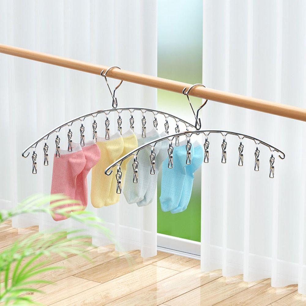 Space Saving Stainless Steel Hanger Strong Support Laundry Airer Hanger  Clothing Rack
