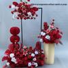 Red Chinese Engagement Wedding Floor Arrangement - Aisle and Stage Silk Flower Decoration