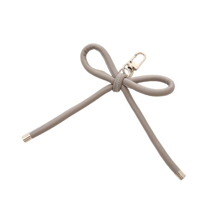 Fashionable Grunge PU Leather Bowknot Keychain Vintage Styles Bag Pendant Accessory for Korean Fashion Enthusiasts