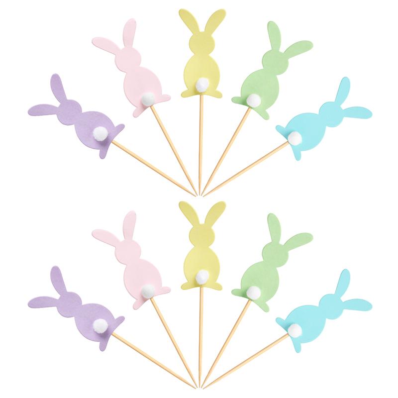 5/10pcs Cute colorful Rabbit Cupcake Toppers Happy Easter Bunny Cake Topper Kids Birthday Party Favors Easter Cake Decorations