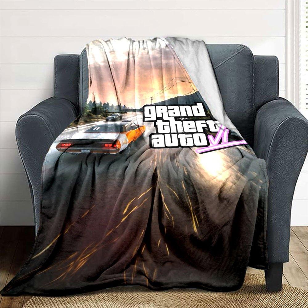 1pc Grand Theft Auto Soft Flannel Blanket with Designer Print A cozy blanket for all seasons, perfect for the couch, bed, office
