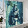 Rozmarný sprchový závěs do koupelny s nosorožcem - Surrealistická polyesterová dekorace s 12 háčky, 70,8 x 70,8 palce