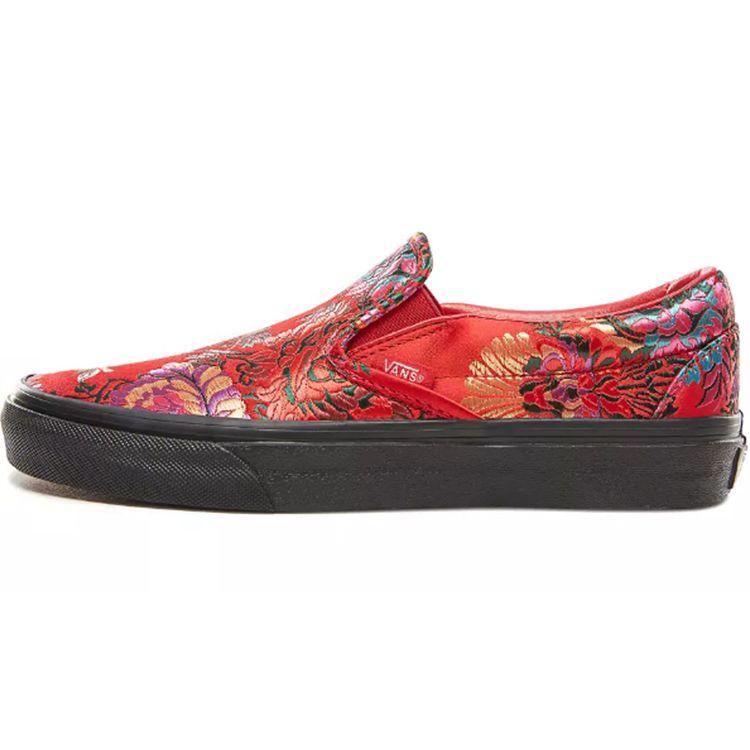 

Сатиновые кроссовки унисекс Vans Slip-On Festival Red Black VN0A38F7ULP