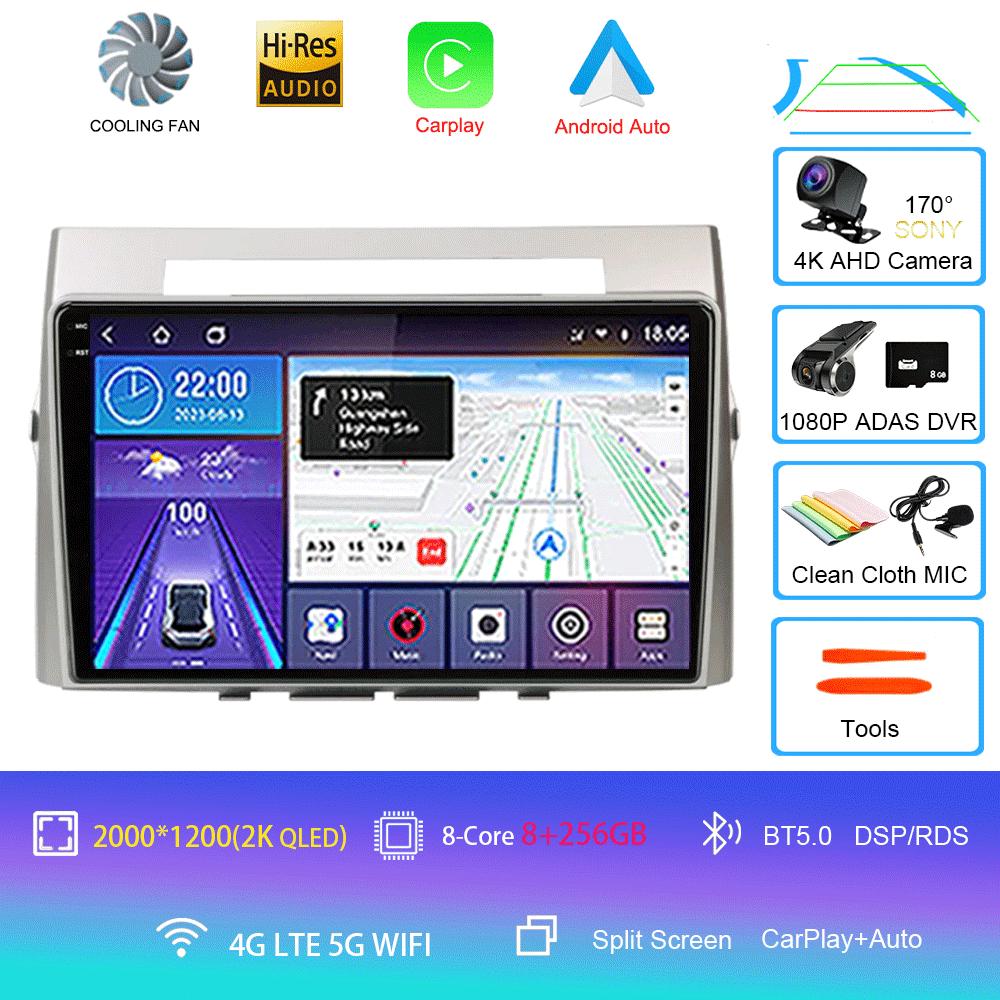 9inch Android 14 Car RadioFor Toyota Corolla Verso AR10 2004-2009 Multimedia Player Android Auto Wireless Carplay GPS 2Din DVD