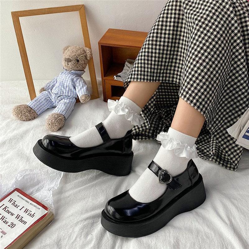Students Lolita Shoes Patent Leather Mary Janes Shoes  New Women Platform Shoes Buckle Girls Thick Sole Ladies Shoes