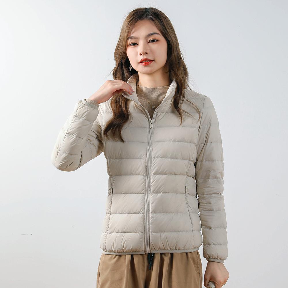 Women's 90 Down Simple Down Solid Color Standing Neck Women's Light and Thin Down Jacket Women's Extra Large Size