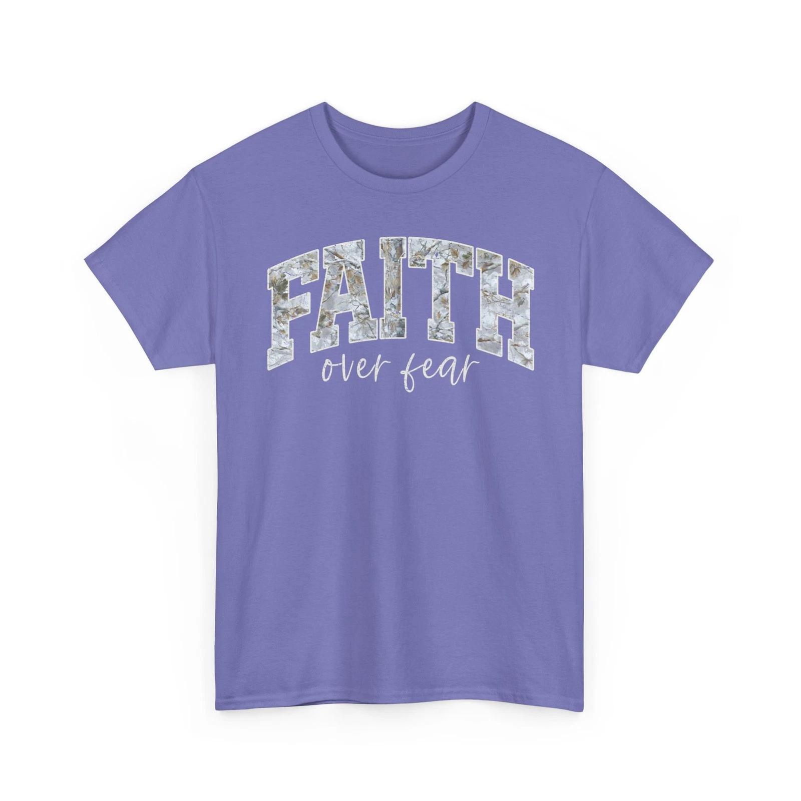 FAITH Over Fear Camo Marble Letter Tee | Religious Scripture Shirt 2XL