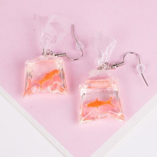 Funny Goldfish Water Bag Shape Dangle Hook Earrings Charm Women Jewelry Gift