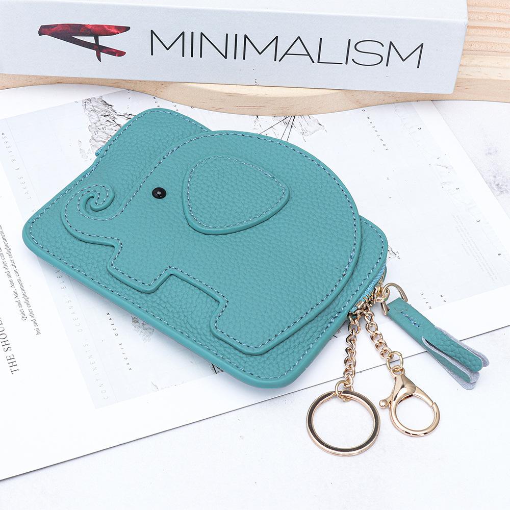 Animal Elephant Shape Coin Purse with Hanging buckle Fashion Women Genuine Leather Chic Clutch Coin Organizer for Girls