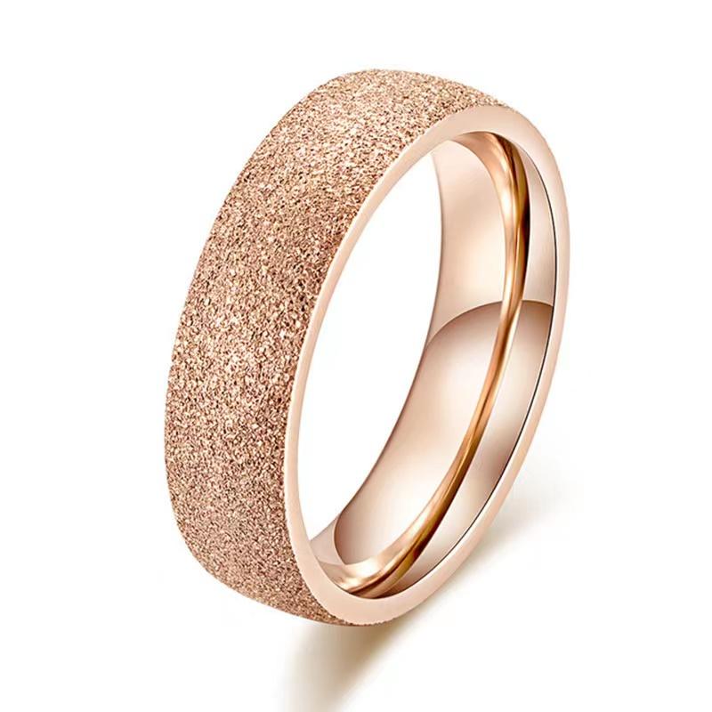 

SUNIBI Frosted Stainless Steel Ring for Women Fashion Simple Gold Color Finger Rings Wedding Gifts Girls Jewelry 8