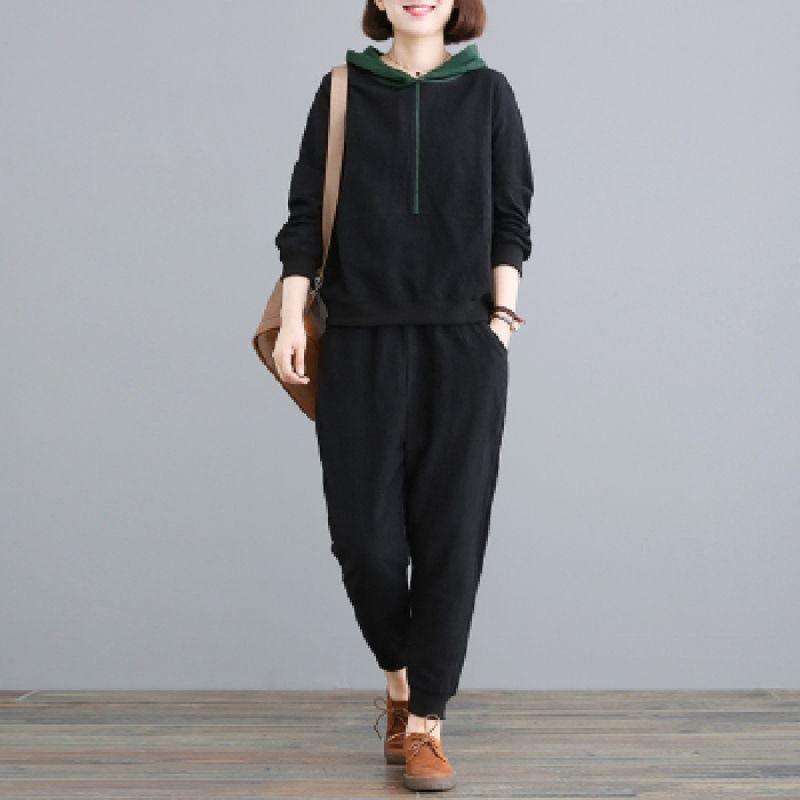 Casual Sports Suit Women's Spring Loose Korean Style Plus Size Fashionable Casual Wear Two-piece Set