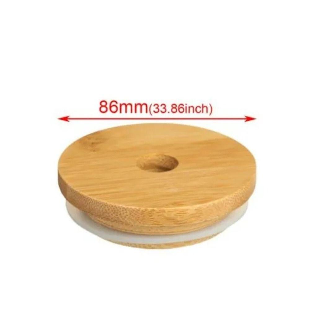 Straw Lid With Glass Hole Bamboo Wood Lids Mason Jar Lids Cup Covers
