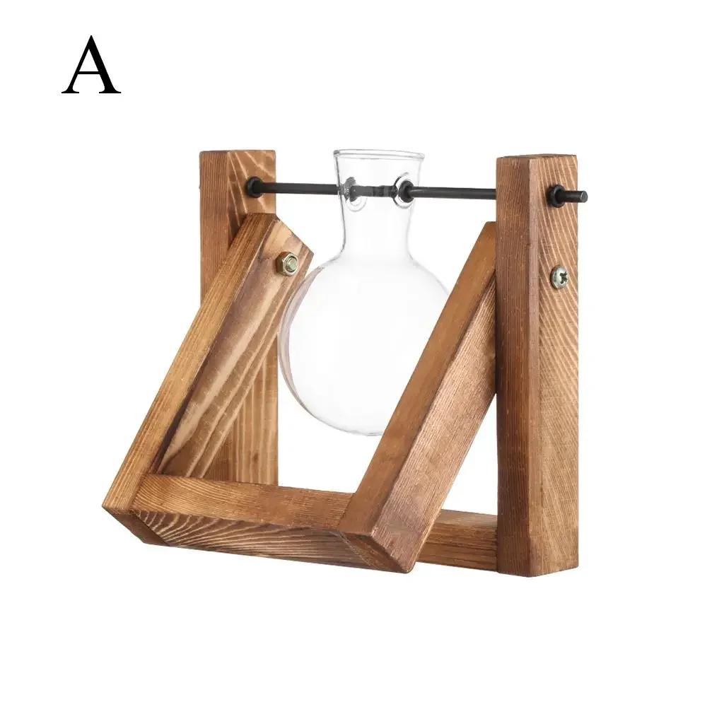 Vases pour plantes hydroponiques, vase en verre, pot de fleurs vintage pour bonsaï, terrarium, plateau de table, cadre en bois, décoration d'intérieur