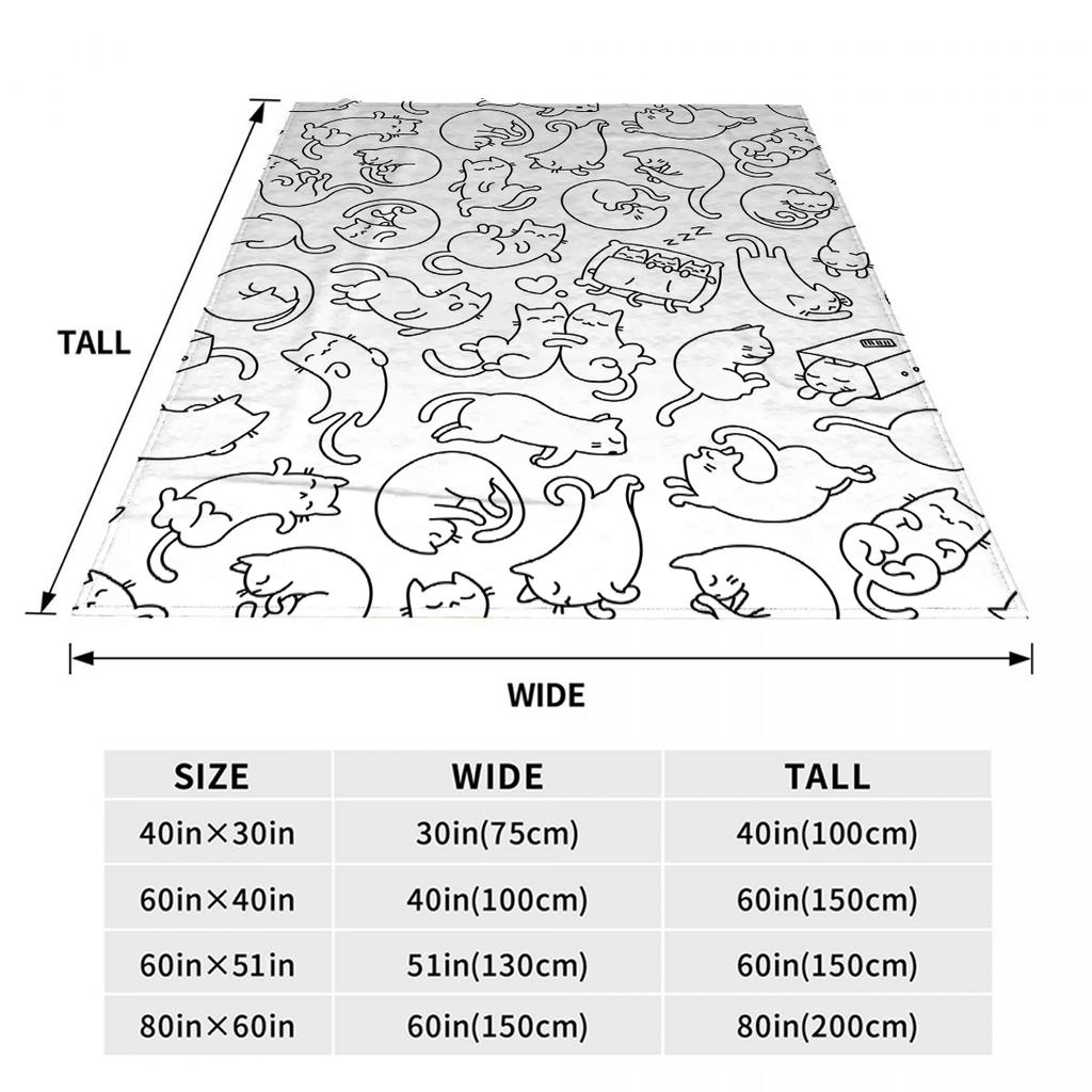 Cat Blankets for Cat Lovers Black and White Cat Print Blanket for Girls Women Soft Blanket for Bed Couch Sofa Chair