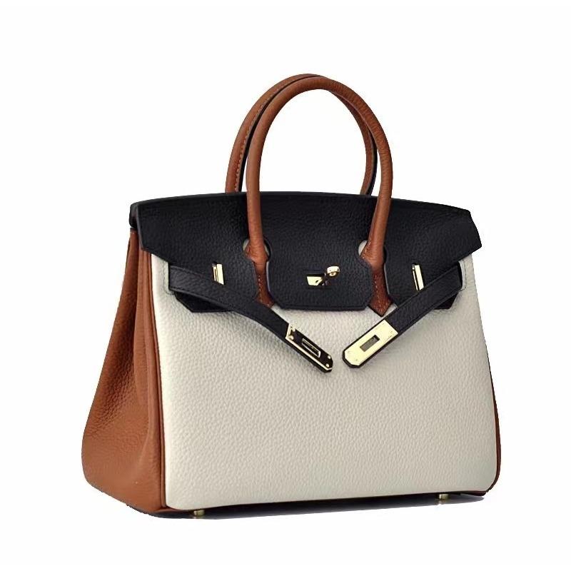 New color matching platinum bag first layer cowhide o fashionable shoulder portable commuter women's bag casual leather bag