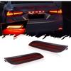 Red Lens Full LED Bumper Reflector Lights Compatible With 2018-up Toyota Camry, Function As Tail, Brake & Rear Fog Lamps