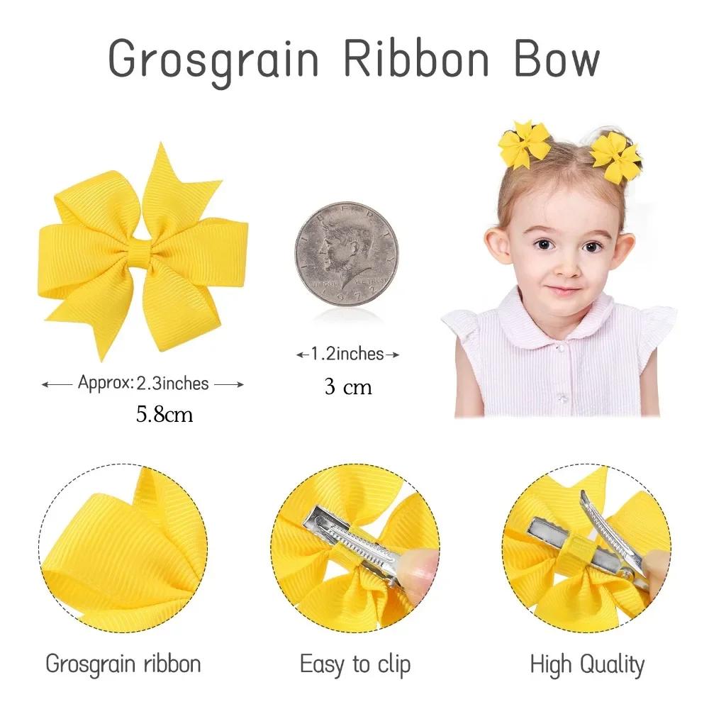 10/20PCS 2.5inch Grosgrain Ribbon Bows Hair Clips for Baby Girls Sweet Solid Color Hairpin Barrettes Headwear Hair Accessories