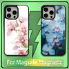 Elegant Fashion Pink Blue Orchid Phone Case For iPhone17,16,15,14,13,12,11,Plus,Pro,Max,Mini Magesafe Magnetic Wireless Charge