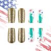 24 Pcs Independence Day False Nail Star Artificial Nail 4th of July Full Cover Stick on Nail Long Square Press On Nail
