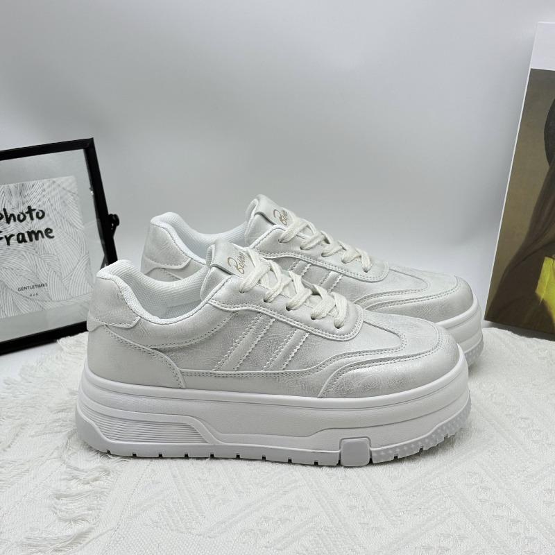 Platform white shoes women's spring new casual sports shoes retro versatile small height-increasing board shoes