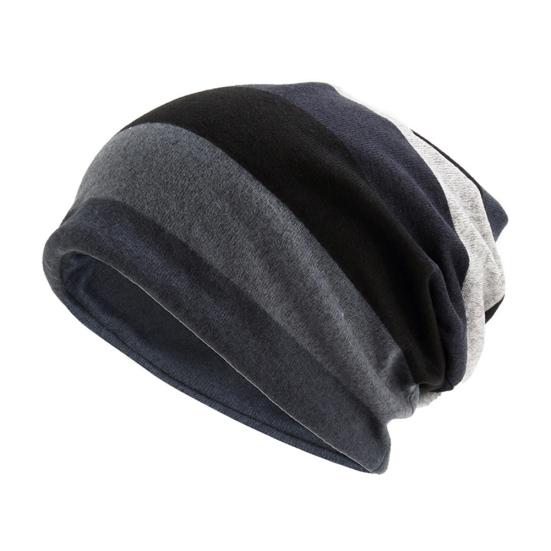 Unisex w paski luźna czapka typu beanie Ciepła jesienno-zimowa czapka z czaszką w stylu hip-hopu