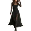 European American Women's Elegant Sexy Mesh Patchwork Two Piece Dress