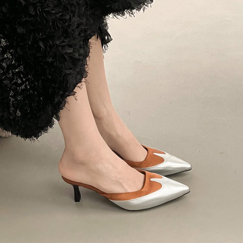 Elegant Pointed Toe Transparent PVC Heart High Heels Mules Slipper Shoes Women 2025 Black White Red Shoes Luxury Designer Pumps